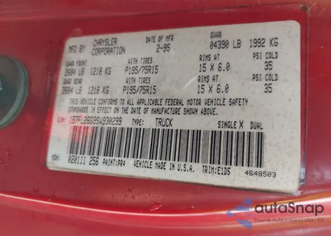 1995 Dodge Dakota from USA, damaged, VIN 1B7FL26G9SW930299